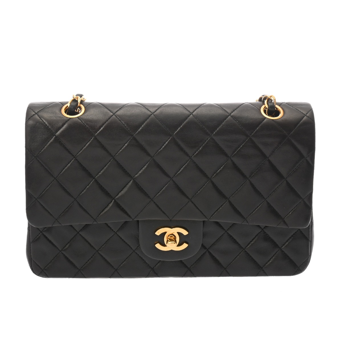 CHANEL ブラック ショルダーバッグ シャネルボーイシャネル チェーンショルダー 黒 アンティーク調