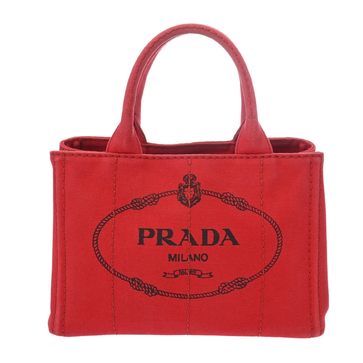 【～4/10 最大5万円クーポン】PRADA プラダ カナパ ミニ レッド 1BG439 レディース キャンバス ハンドバッグ Bランク 中古 銀蔵
