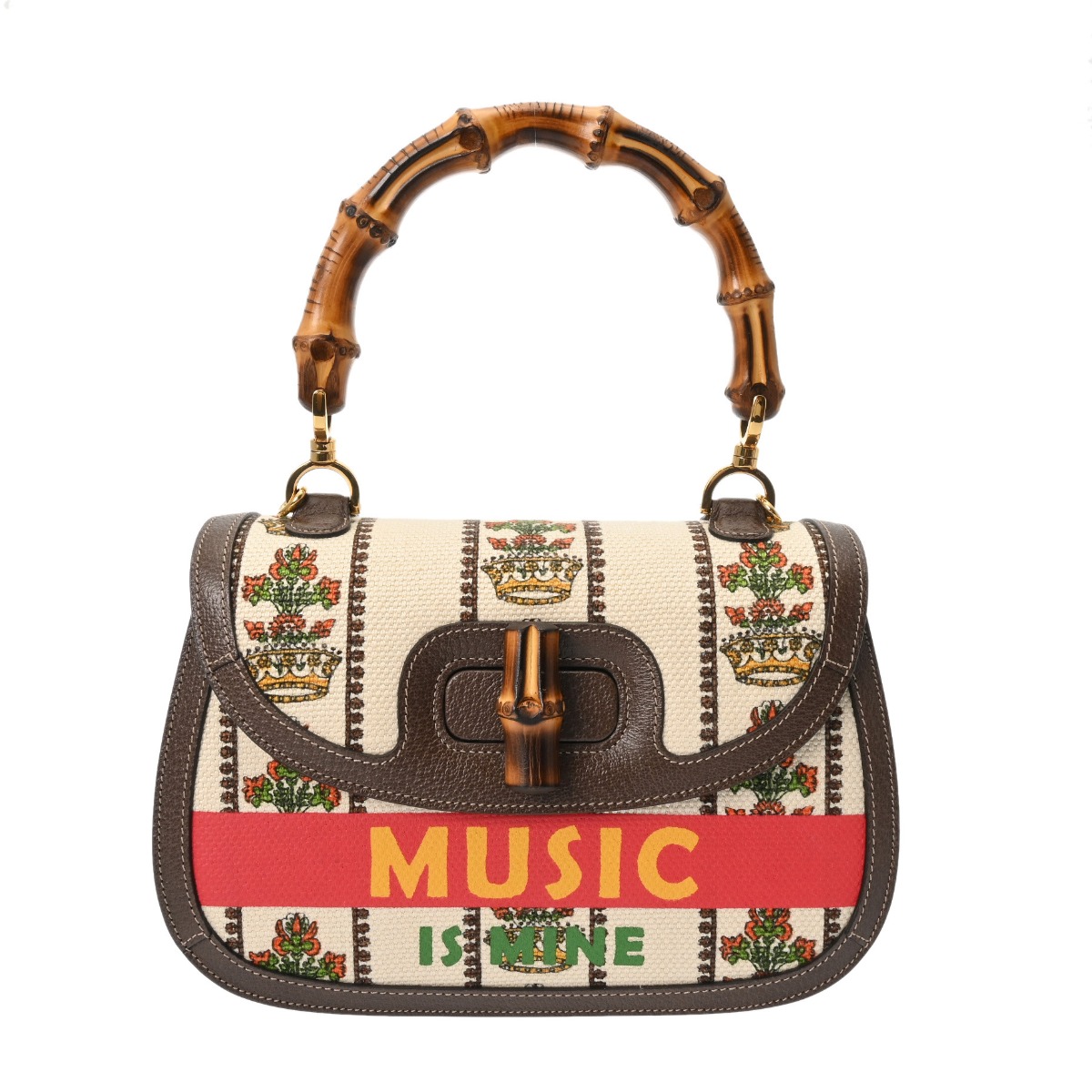 GUCCI グッチ バンブー 2WAY SONY 100周年記念モデル ベージュ/グリーン レディース キャンバス レザー ハンドバッグ 新同 中古 銀蔵