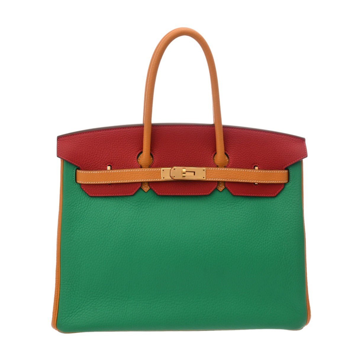 【～4/10 最大5万円クーポン】HERMES エルメス バーキン 35 パーソナルオーダー ミント/ムタード/ルージュカザック □P刻印(2012年頃) レディース トリヨンクレマンス ハンドバッグ Aランク 中古【ローン24回払い無金利】 銀蔵