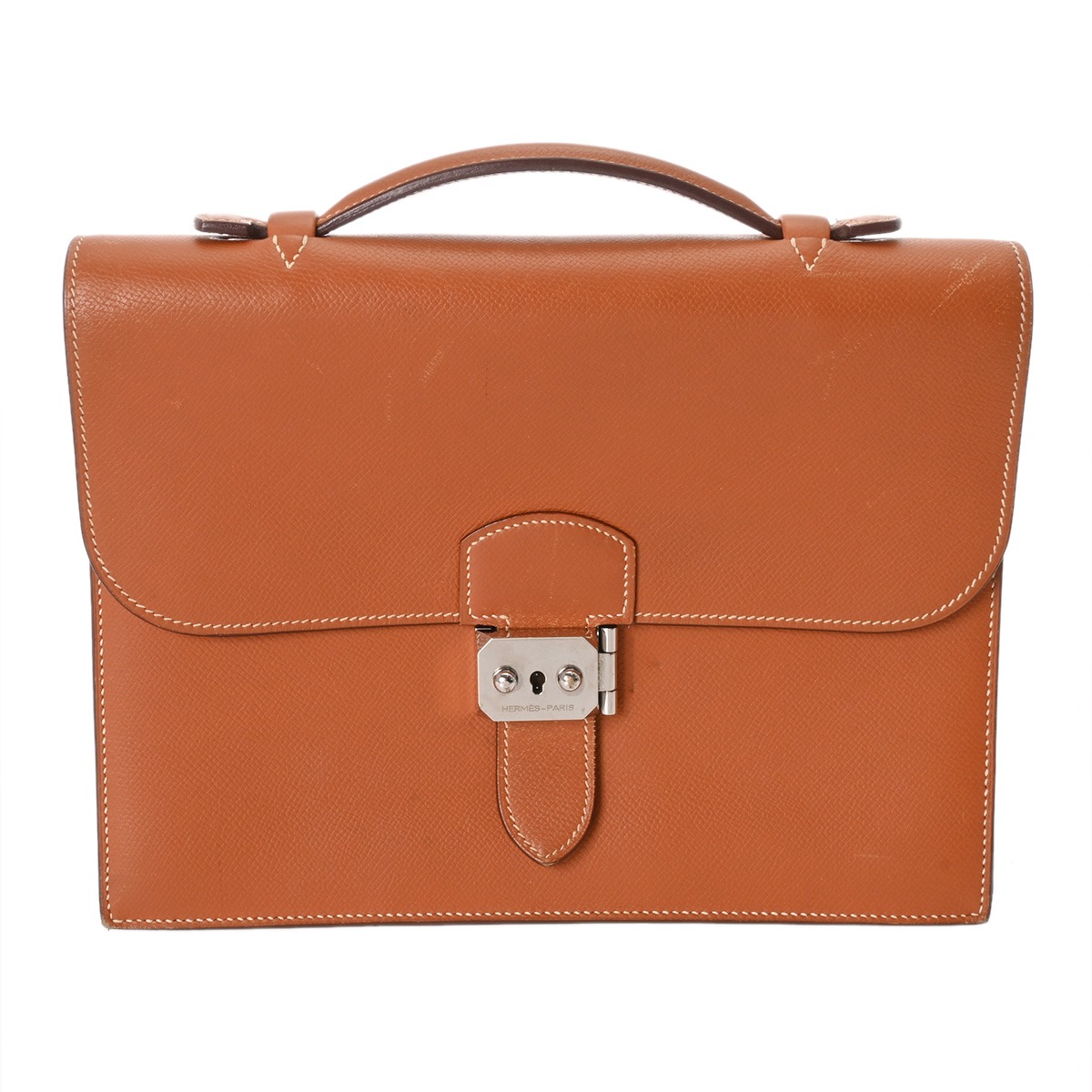 【～4/10 最大5万円クーポン】HERMES エルメス サックアデペッシュ27 ハンドバッグ コニャック □I刻印(2005年頃) メンズ ヴォーエプソン ビジネスバッグ Bランク 中古 銀蔵