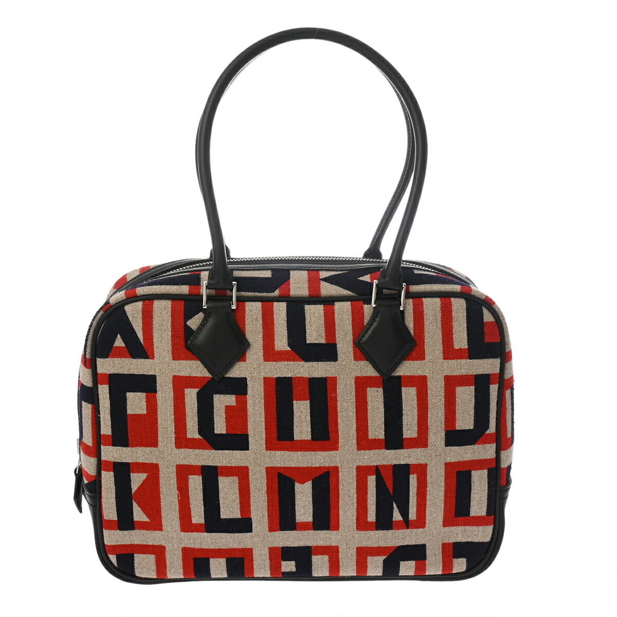 HERMES エルメス プリュム 28 インディゴ/ノワール C刻印(2018年頃) レディース キャンバス ハンドバッグ Aランク 中古【ローン24回払い無金利】 銀蔵
