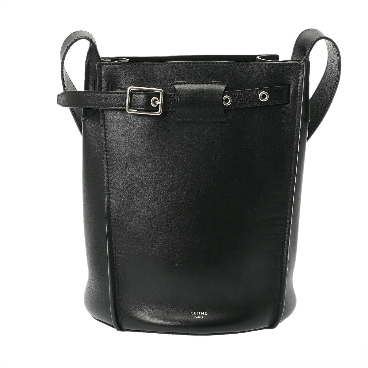 【～4/10 最大5万円クーポン】CELINE セリーヌ ビッグバケット ブラック レディース レザー ショルダーバッグ ABランク 中古 銀蔵