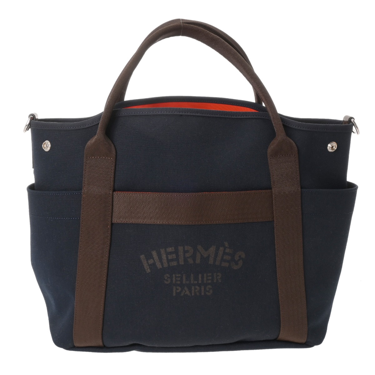 HERMES エルメス サックドパンサージュ グルーム ネイビー C刻印(2018年頃) レディース トワルシェブロン トートバッグ Aランク 中古 銀蔵