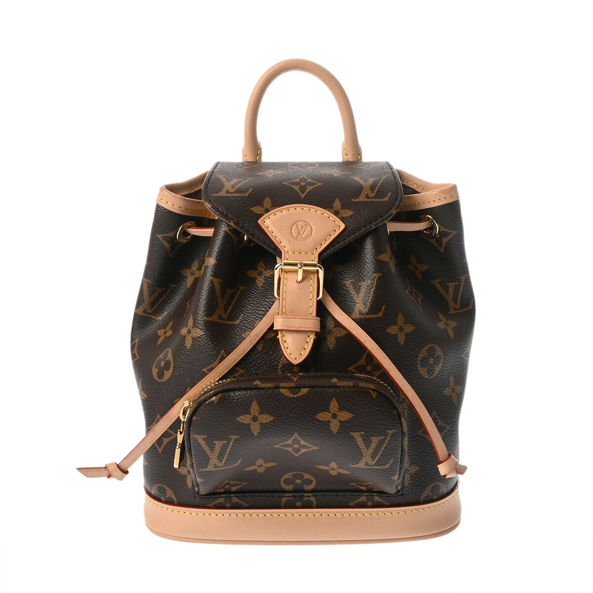 LOUIS VUITTON ルイヴィトン モノグラム モン掏摸 MINI 赤銅色 M11199 ユニ一発やる モノグラム帆布 背嚢・デイパック A位置づける 中古 銀蔵
