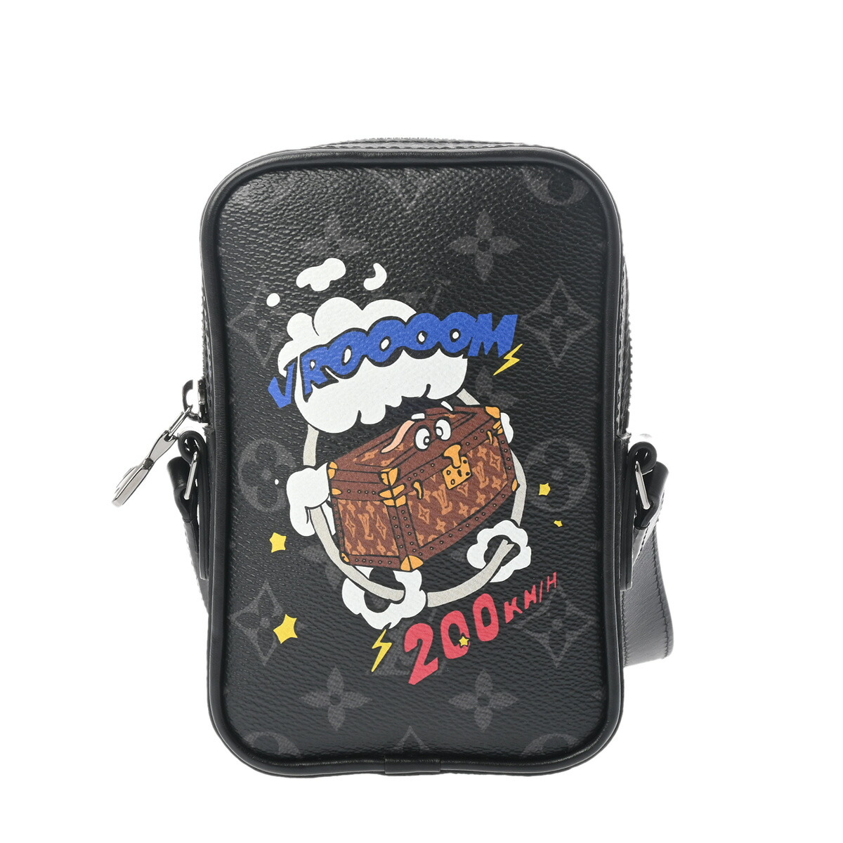【～4/10 最大5万円クーポン】LOUIS VUITTON ルイヴィトン モノグラムエクリプス ダヌーブ PPM トランクプリント ブラック M45928 メンズ モノグラムエクリプスキャンバス ショルダーバッグ Aランク 中古 銀蔵