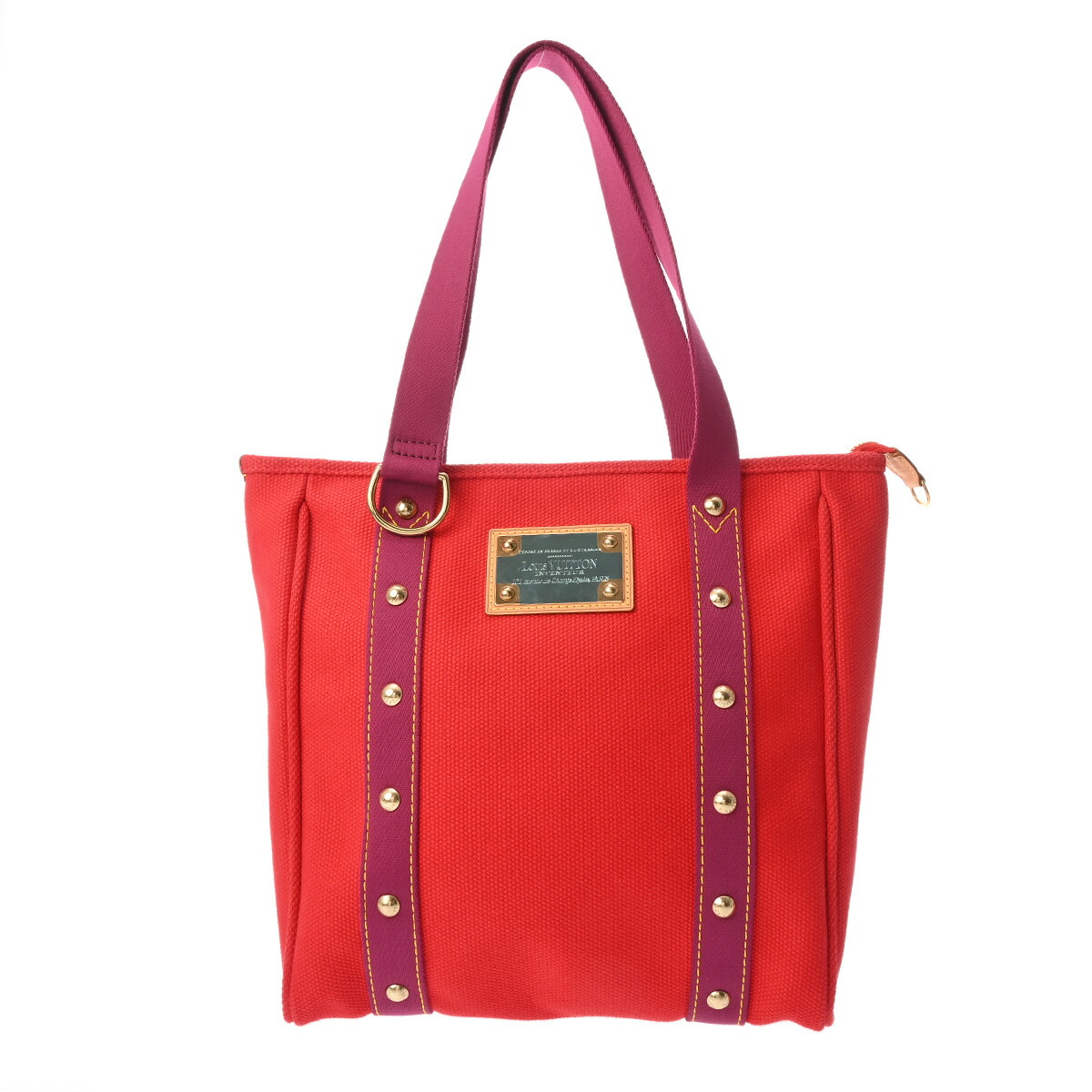【～4/10 最大5万円クーポン】LOUIS VUITTON ルイヴィトン アンティグア カバ MM レッド M40034 レディース コットンキャンバス ハンドバッグ Aランク 中古 銀蔵
