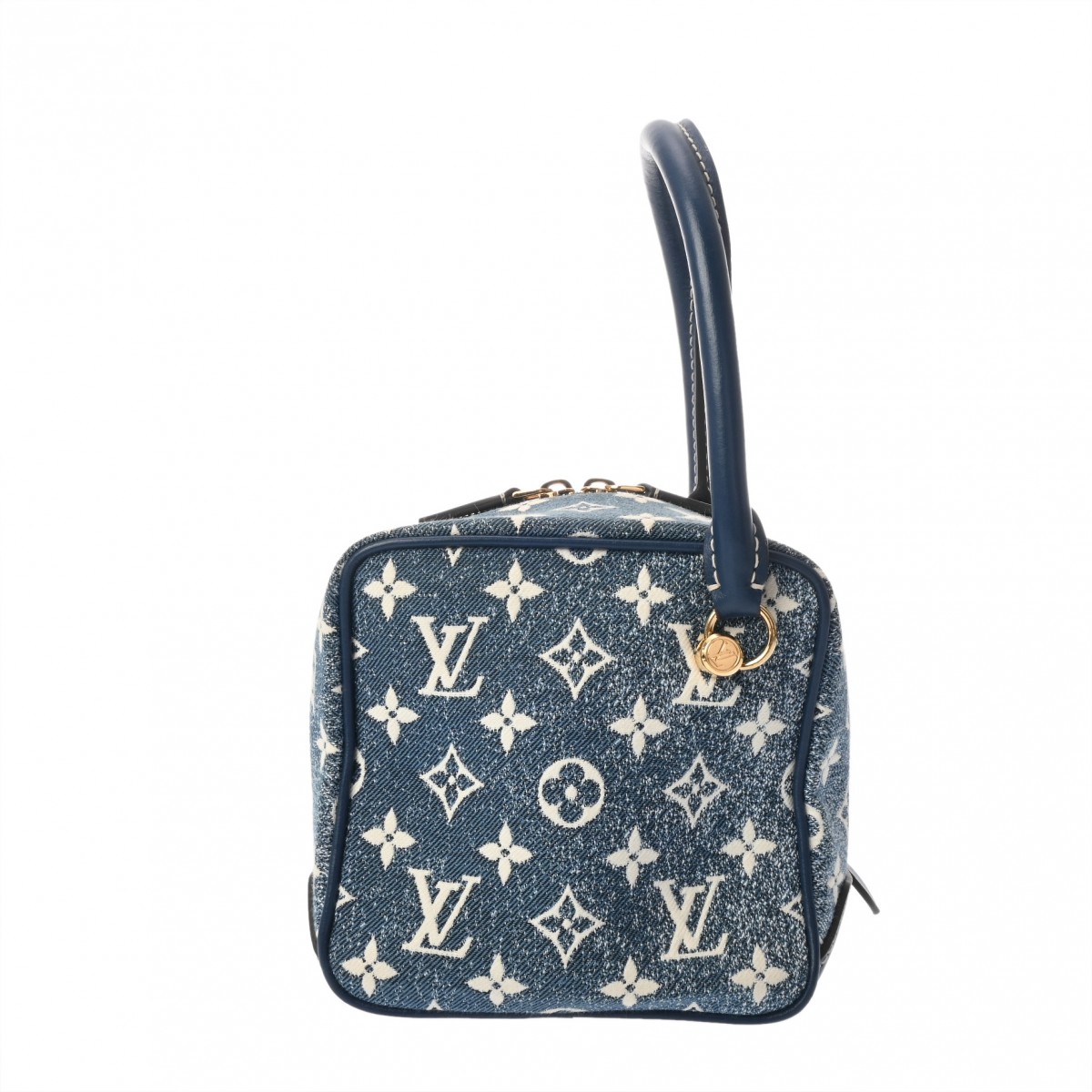 LOUIS VUITTON ルイヴィトン モノグラム スクエアバッグ ブルー M59608 レディース モノグラムジャガードデニム ハンドバッグ Aランク 中古 銀蔵