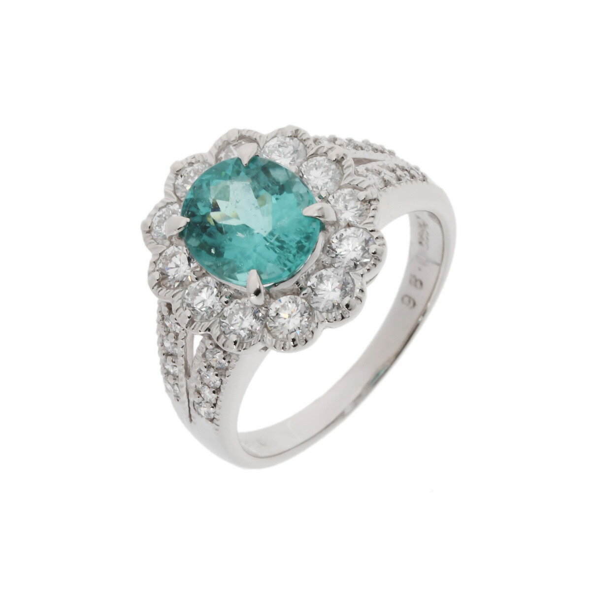 no brand ノーブランド パライバトルマリン1.86ct ダイヤ1.01ct #12 ブラジル産 12号 レディース Pt900プラチナ リング・指輪 Aランク 中古【ローン24回払い無金利】 銀蔵