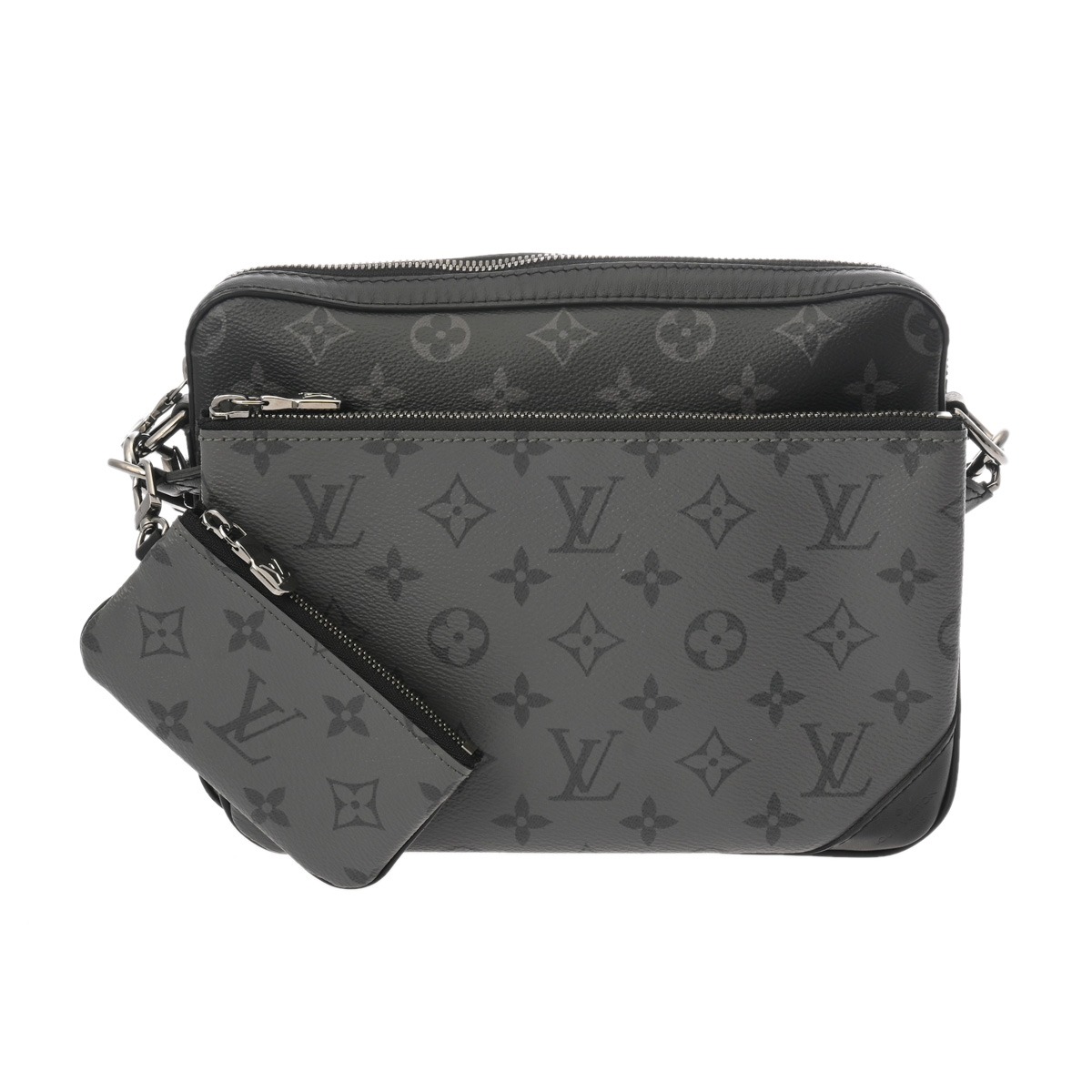 【～4/10 最大5万円クーポン】LOUIS VUITTON ルイヴィトン モノグラムエクリプス トリオメッセンジャー グレー M69443 メンズ レザー ショルダーバッグ Aランク 中古 銀蔵