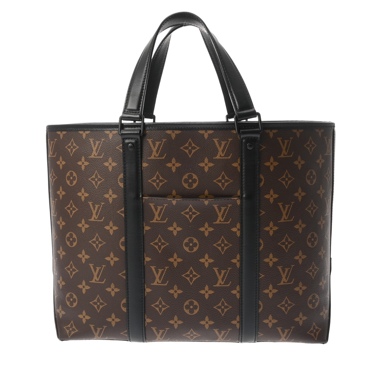 【～4/10 最大5万円クーポン】LOUIS VUITTON ルイヴィトン モノグラムマカサー ウィークエンド トート PM 2WAY ブラウン/ノワール M45734 メンズ モノグラムキャンバス トートバッグ Aランク 中古 銀蔵
