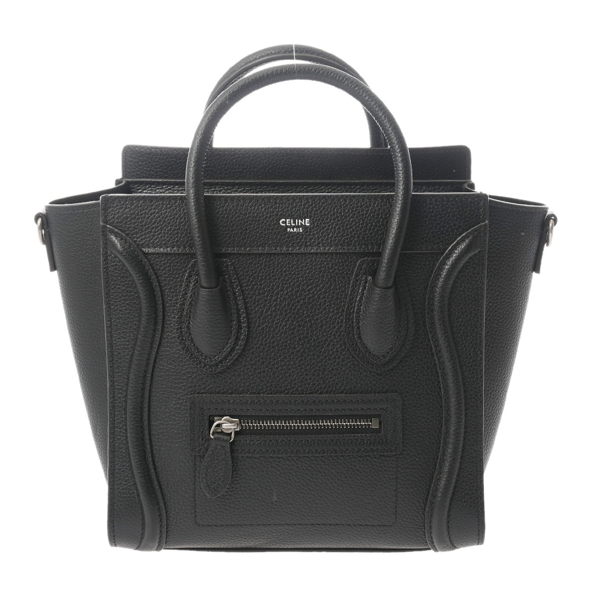 【～4/10 最大5万円クーポン】CELINE セリーヌ ラゲージ ナノ 2WAY ブラック 189243DRU.38NO レディース ドラムドカーフ ハンドバッグ Aランク 中古 銀蔵