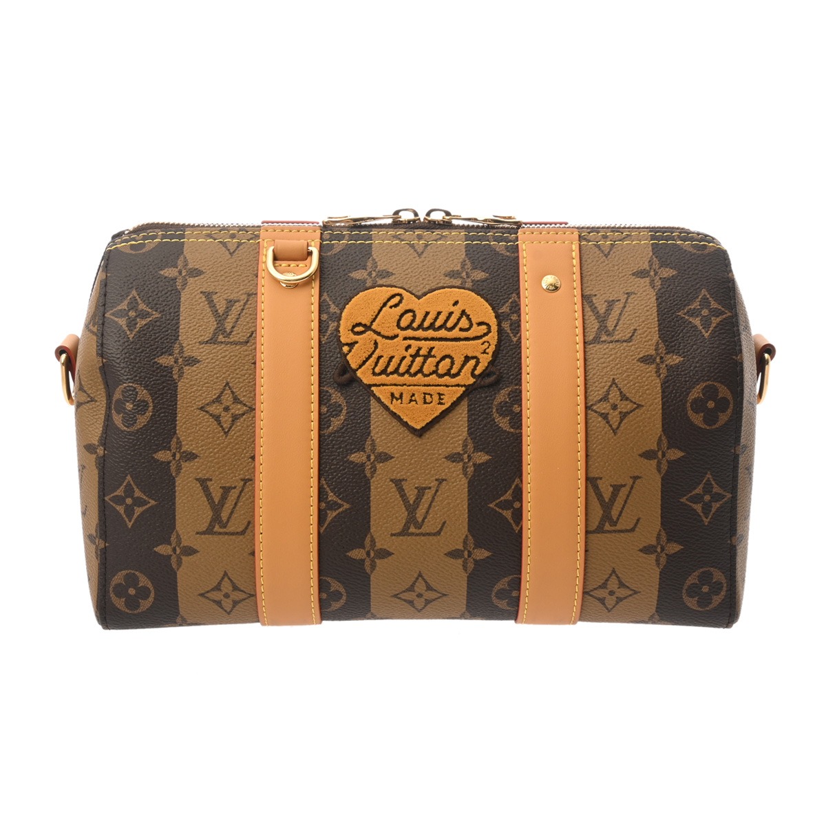 【～4/10 最大5万円クーポン】LOUIS VUITTON ルイヴィトン モノグラムストライプ LVスクエアード シティキーポル ブラウン M45963 ユニセックス レザー ショルダーバッグ Aランク 中古 銀蔵