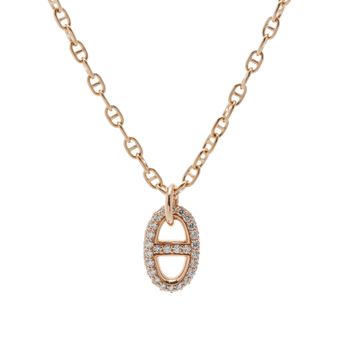 【～4/17 最大5万円クーポン】HERMES エルメス ファランドール PM ダイヤ レディース K18ピンクゴールド PG ネックレス Aランク 中古【ローン24回払い無金利】 銀蔵