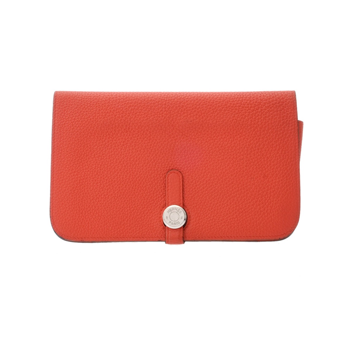 【～6/11 最大限度5万円引き換え証】HERMES エルメス ドゴン GM ルージュピヴォワンヌ X目じるし(2016年頃) ユニ一発やる トゴ 長金入れ B位置づける 中古 銀蔵