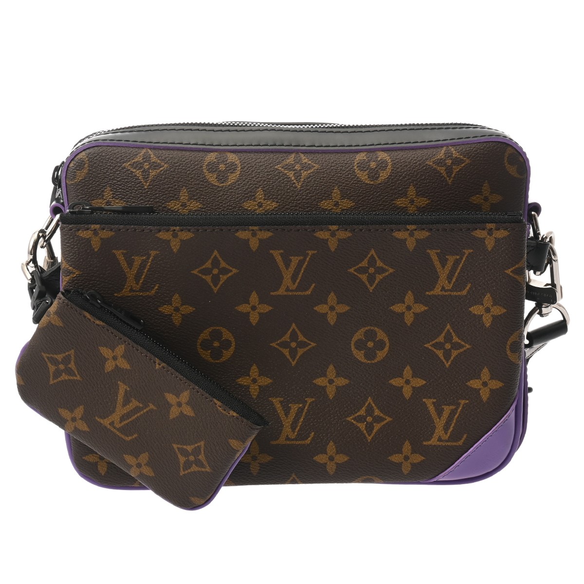 LOUIS VUITTON ルイヴィトン モノグラムマカサー トリオメッセンジャー パープル M46266 メンズ モノグラムキャンバス ショルダーバッグ Aランク 中古 銀蔵