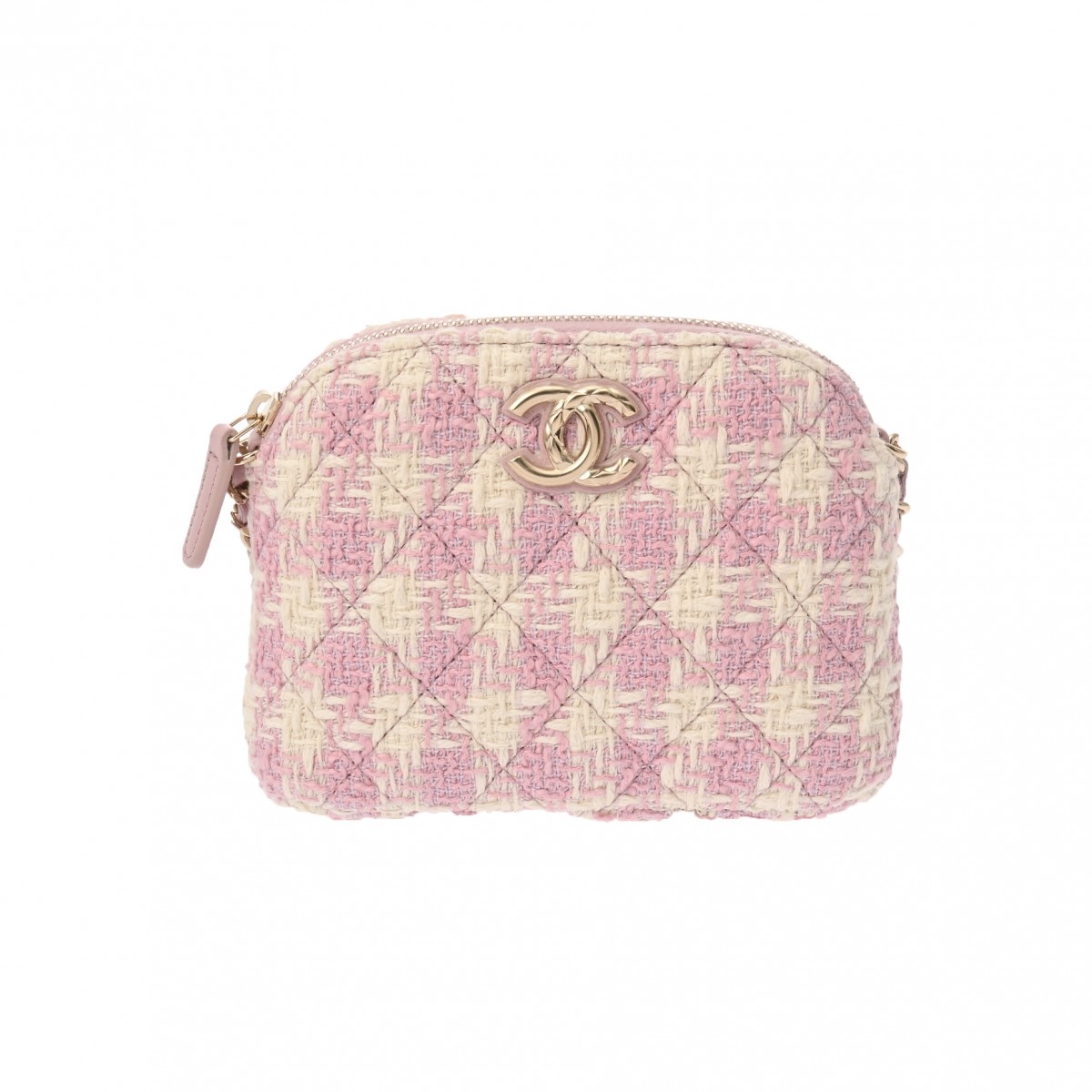 【～4/17 最大5万円クーポン】CHANEL シャネル チェーン ミニバッグ ノベルティ パープル/ホワイト ユニセックス ツイード ショルダーバッグ Aランク 中古 銀蔵