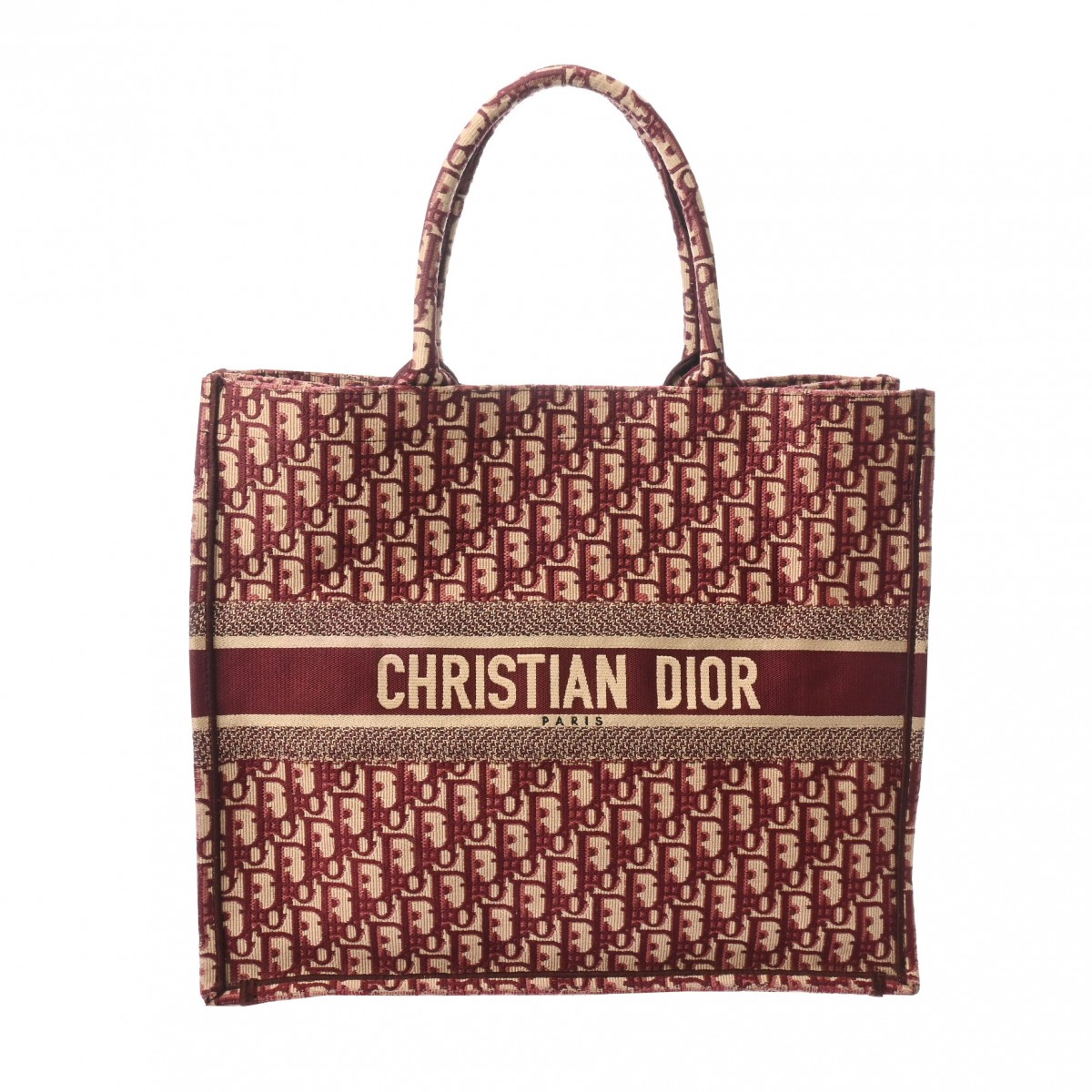 CHRISTIAN DIOR クリスチャンディオール ブックトート ラージ ボルドー ユニセックス キャンバス ハンドバッグ Bランク 中古 銀蔵