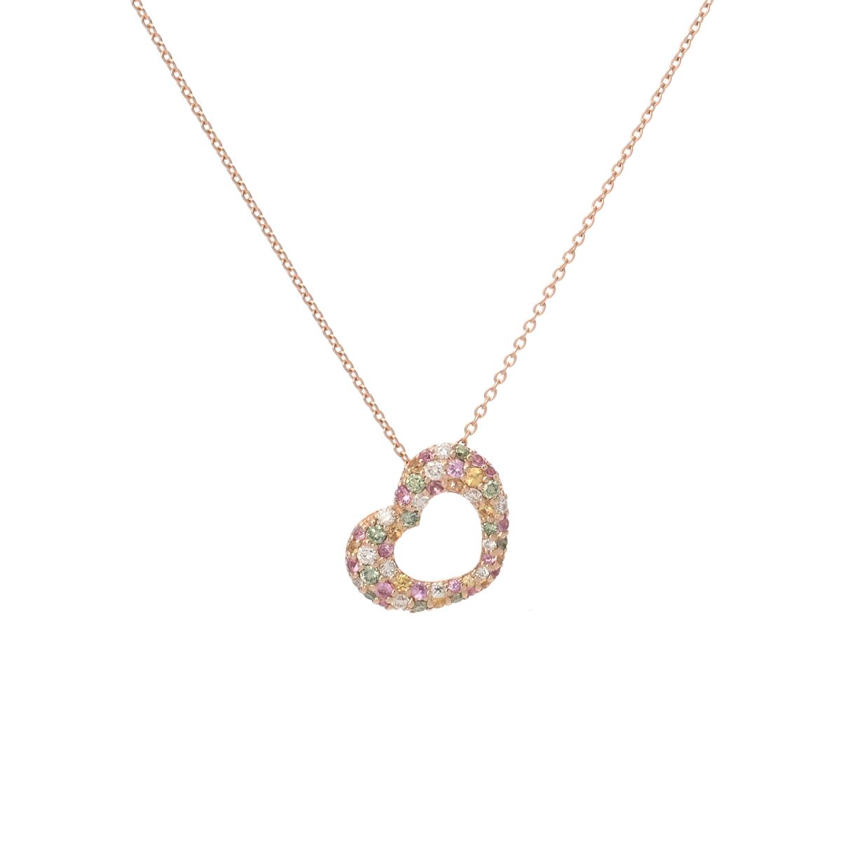 Ponte Vecchio ポンテヴェキオ クロスネックレス ダイヤ 0.12ct R 0.43ct レディース K18ピンクゴールド PG ネックレス Aランク 中古 銀蔵