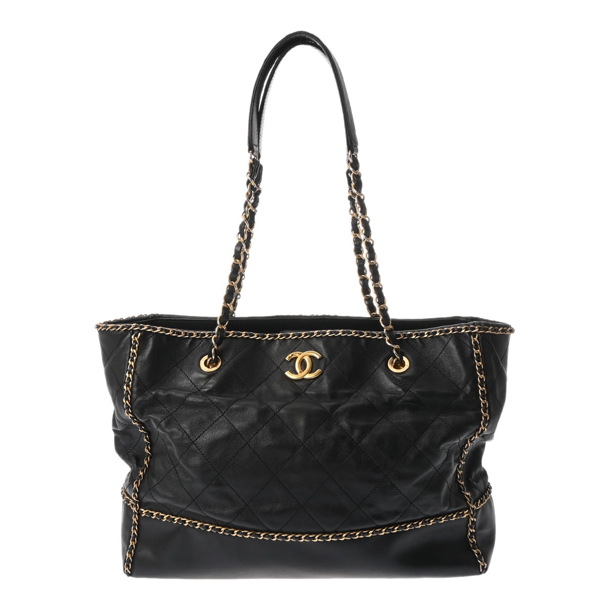 CHANEL シャネル マトラッセ チェーントート ブラック AS2739 レディース カーフ ハンドバッグ ABランク 中古 銀蔵