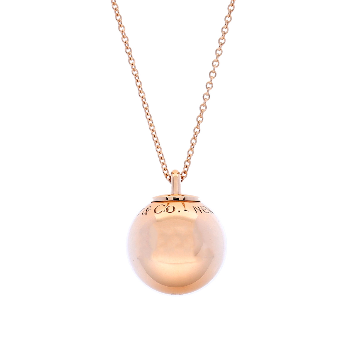 TIFFANY&Co. ティファニー ハードウェア ボール ネックレス レディース K18ピンクゴールド PG ネックレス Aランク 中古【ローン24回払い無金利】 銀蔵