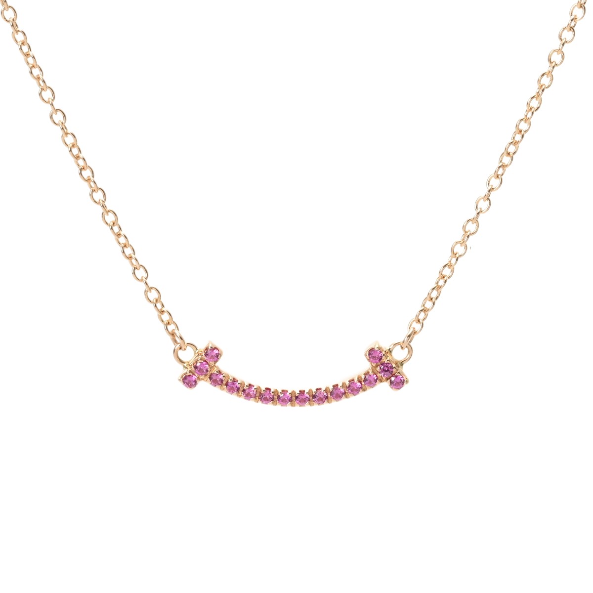 TIFFANY&Co. ティファニー Tスマイル ネックレス ミニ レディース K18ピンクゴールド PG ネックレス Aランク 中古 銀蔵