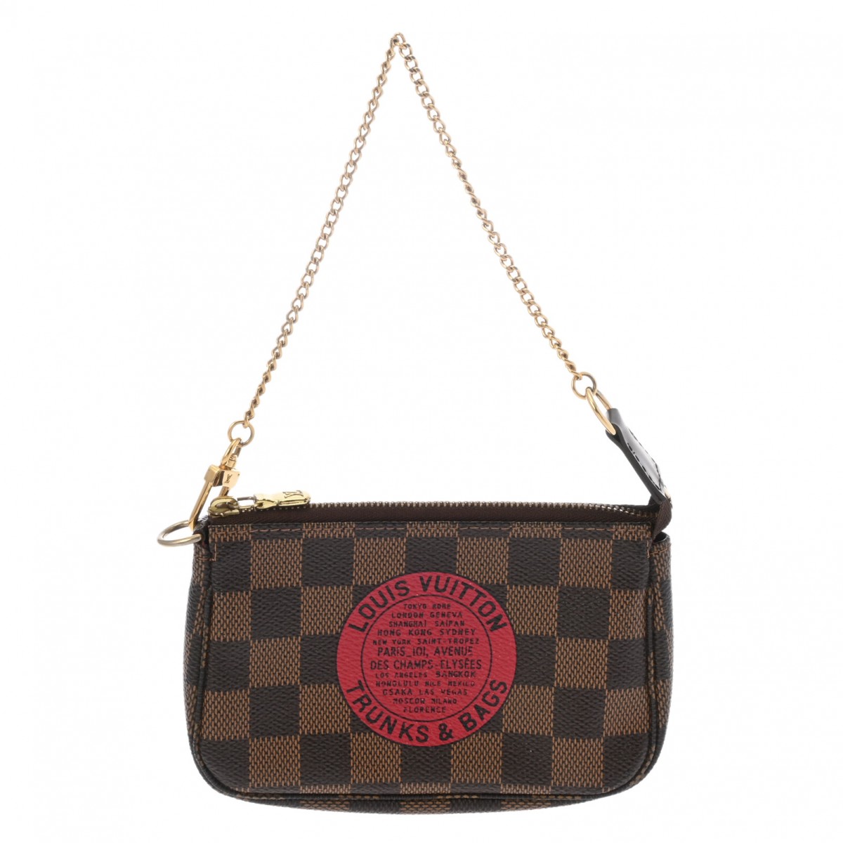 LOUIS VUITTON ルイヴィトン ダミエ ミニポシェットアクセソワール 赤銅色 N58011 レディース ダミエキャンバス 付属物合切袋 AB位置づける 中古 銀蔵