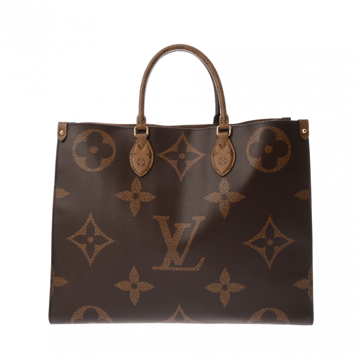 【～6/11 最大限度5万円引き換え証】LOUIS VUITTON ルイヴィトン モノグラムジャイアント オンザゴー GM 2WAYトート 赤銅色 M45320 ユニ一発やる モノグラム帆布 ハンドバック A価値づける 中古 銀蔵