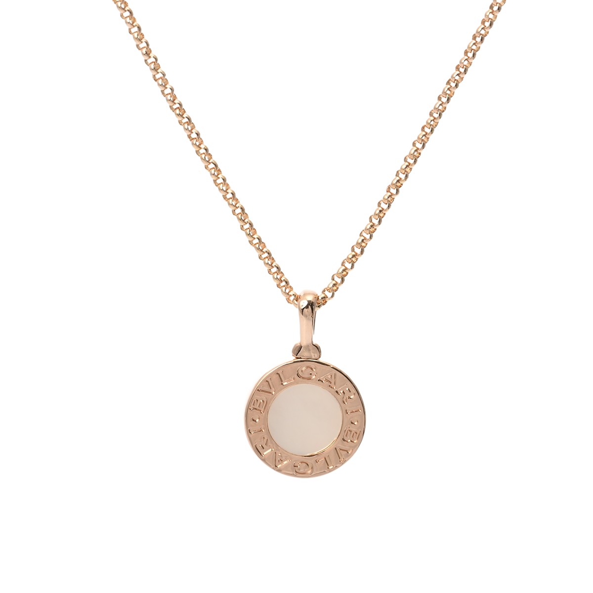 BVLGARI ブル小峡谷 ブルガリブルガリ 白いこと外殻 レディース K18サクラ色ゴールド PG 頸飾り A序列付ける 中古 銀蔵