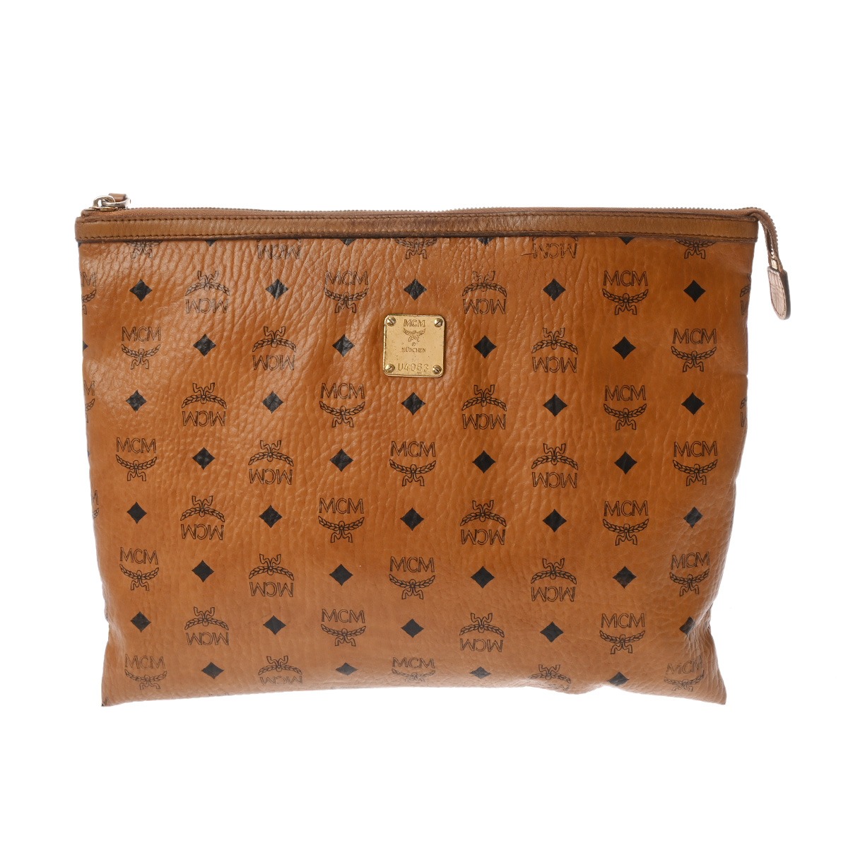 MCM エムシーエム ロゴタイプ 赤銅色 メンズ なめし革 クラッチペダル御徒面子 B価値づける 中古 銀蔵