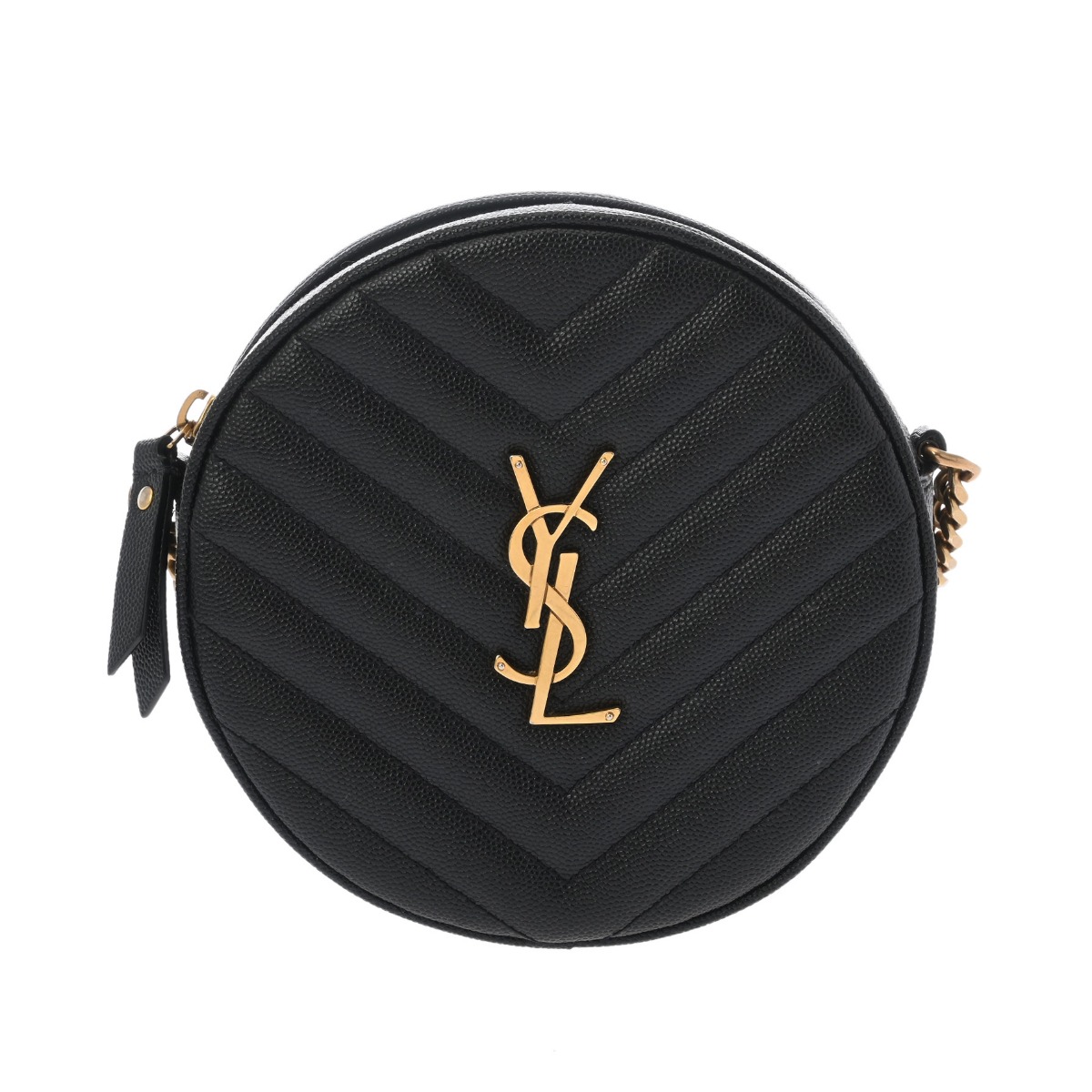 SAINT LAURENT サンローラン ヴィニル チェーン店肩先 黒いこと レディース なめし革 ショルダーバッグ A位置づける 中古 銀蔵