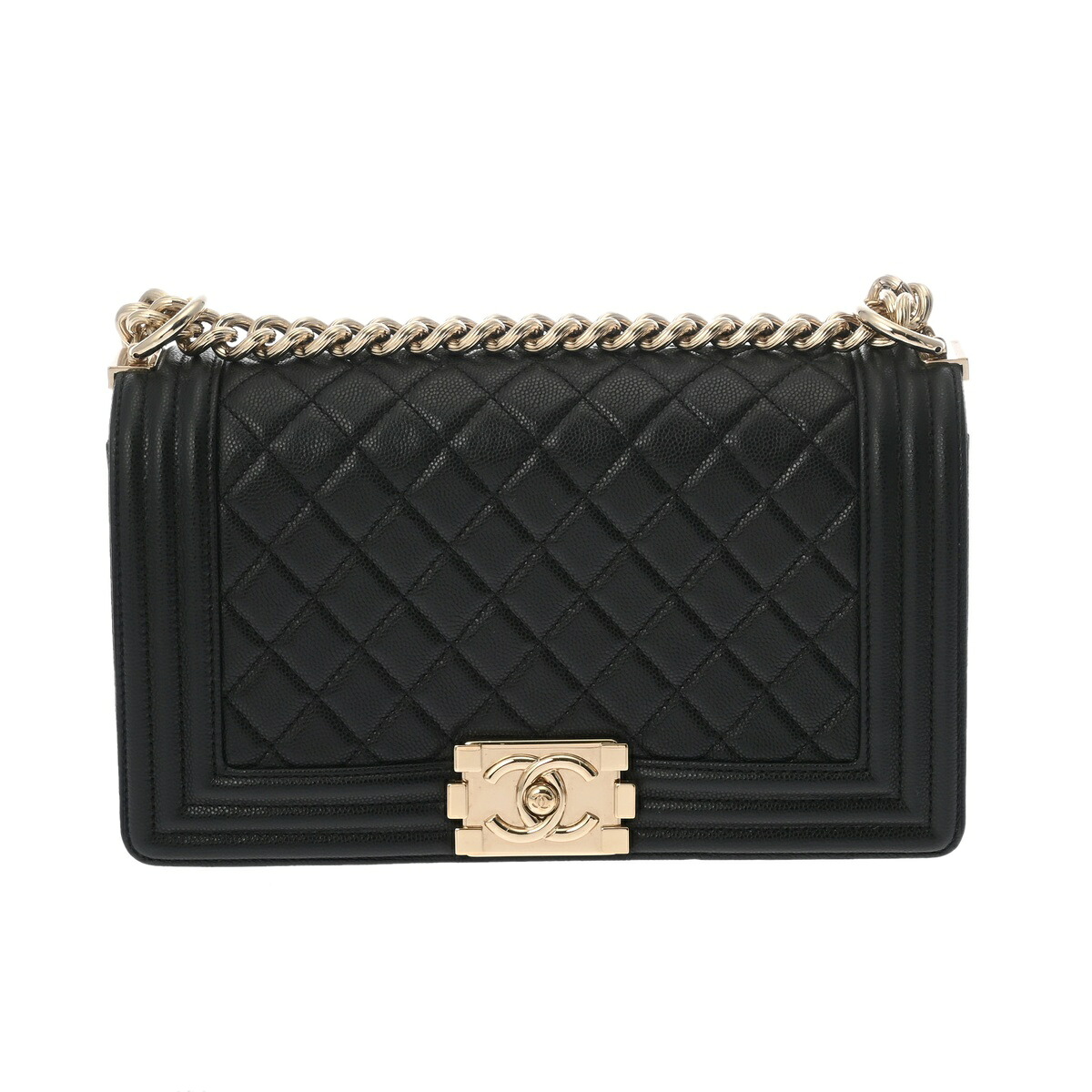 CHANEL シャネル 男の子シャネル チェーン店肩部 25糎 黒いこと A67086 レディース キャビア素はだ ショルダーバッグ A価値づける 中古【貸し付け金24回払い無利率】 銀蔵