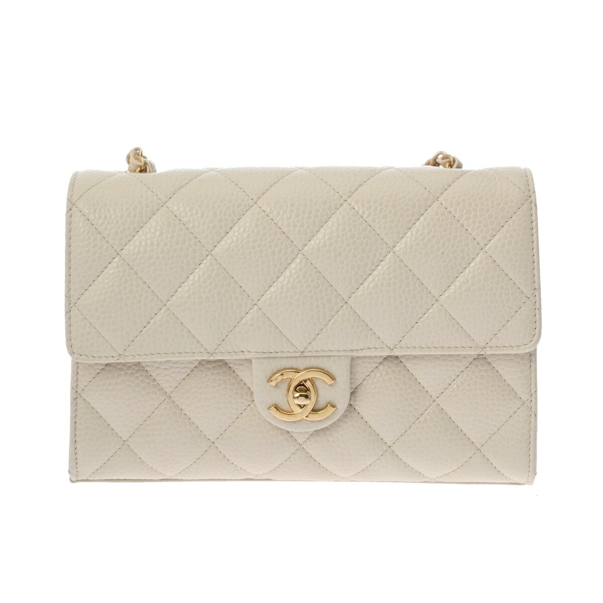 CHANEL シャネル チェーン店肩部 25糎 象牙色 AS5968 レディース キャビア素はだ ショルダーバッグ A価値づける 中古【貸し付け金24回払い無利率】 銀蔵