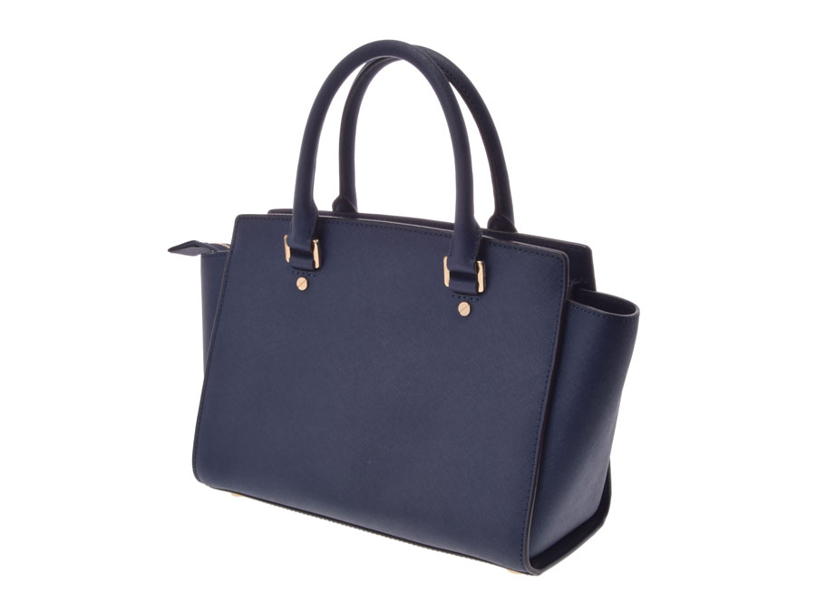 Ginzo Rakuten Ichiba Used Michael Kors 2way Handbag Blue Used Michael Kors 2way Handbag Blue Leather Top Zip Satc