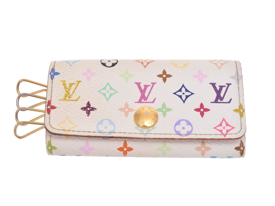 新品同様 Louis Vuitton 内側ピンク マルチカラーキーケース4連 ルイ