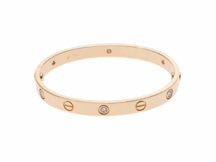 Ginzo Rakuten Ichiba Used Cartier Love Bracelet Half Diamond Used Cartier Love Bracelet Half Diamond Yg 31 5 G 17 Inner Box Guarantee Driver
