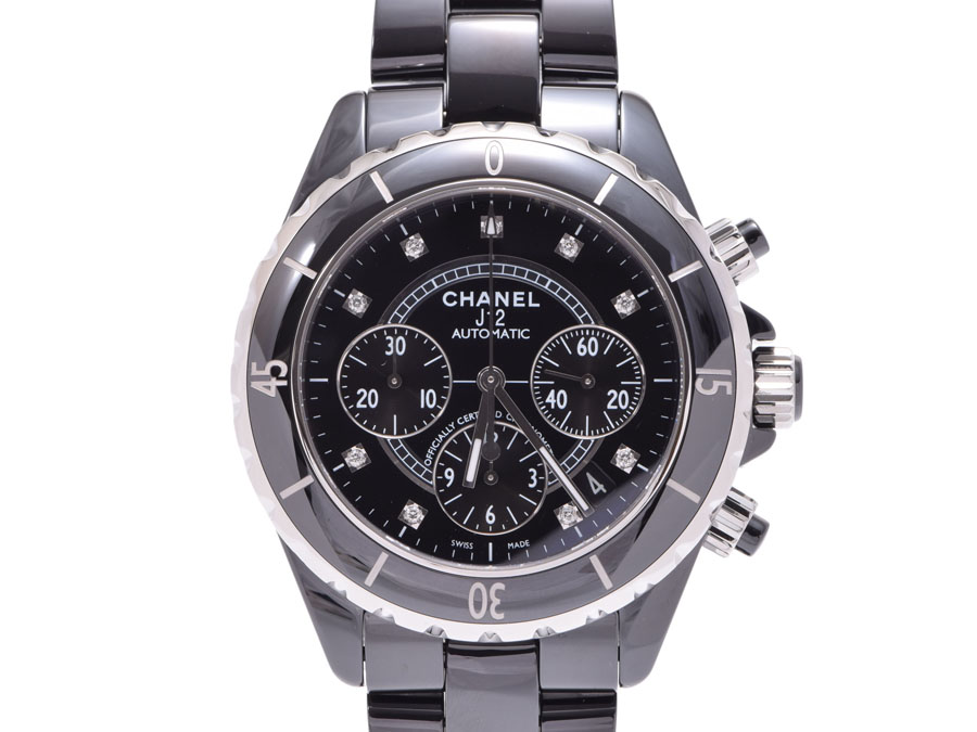 楽天市場 中古 シャネル J12 クロノ 黒セラミック 9pダイヤ 自動巻 時計 メンズ Chanel 銀蔵 楽天市場店