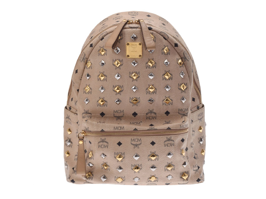 Ginzo Rakuten Ichiba Used Mcm Backpack Studs Calf Beige Used Mcm Backpack Studs Calf Beige Loveless Collaboration Rucksack