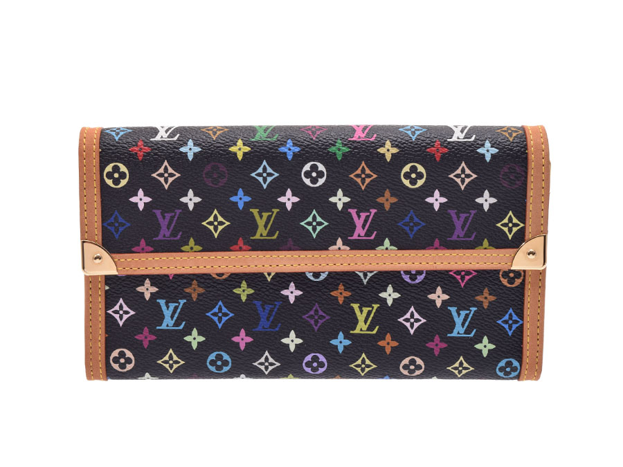 楽天市場 ルイヴィトン マルチカラー 三つ折り長財布 黒 M レディース 財布 Aランク 美品 本革 Louis Vuitton 中古 銀蔵 銀蔵 楽天市場店