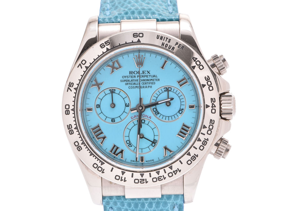 Rolex Daytona Beach turquoise clockface 116519 K turn men WG/ leather belt new article self,winding watch clock A rank beauty product ROLEX used