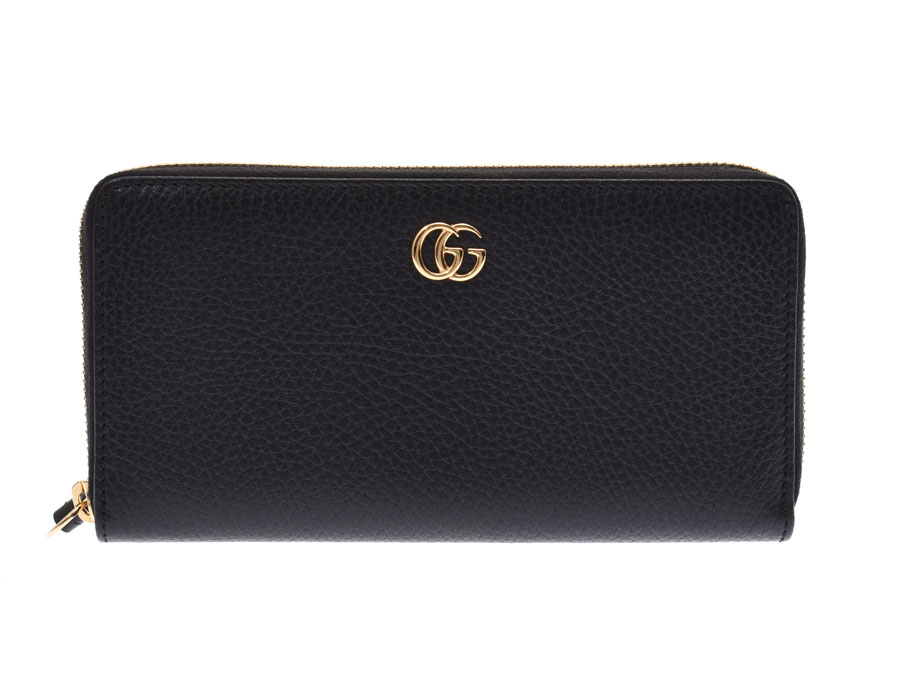 楽天市場 グッチ プチマーモント ラウンドファスナー長財布 黒 レディース メンズ レザー 未使用 美品 Gucci 箱 中古 銀蔵 銀蔵 楽天市場店