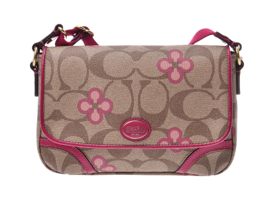 Coach Shoulder Bag Decasignature Beige Fuchsia Lady S Pvc Ab Rank Used Silver House