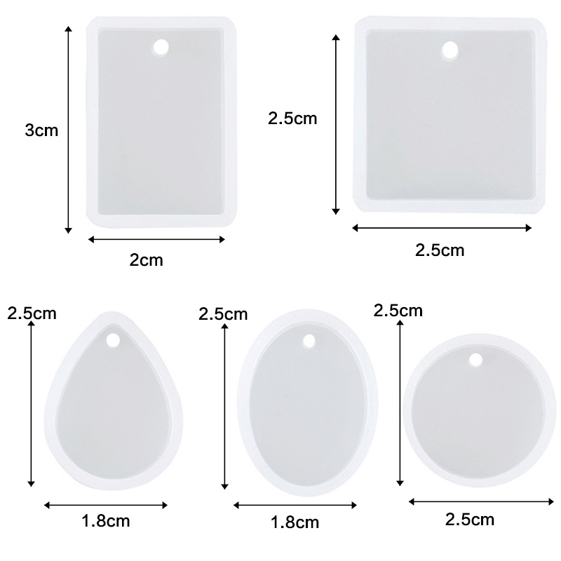 市場 レジン型 シリコンモールド ラウンド 正方形 長方形 ソフトモールド 楕円 穴あき キーチェーンリング スクエア 円形 雫