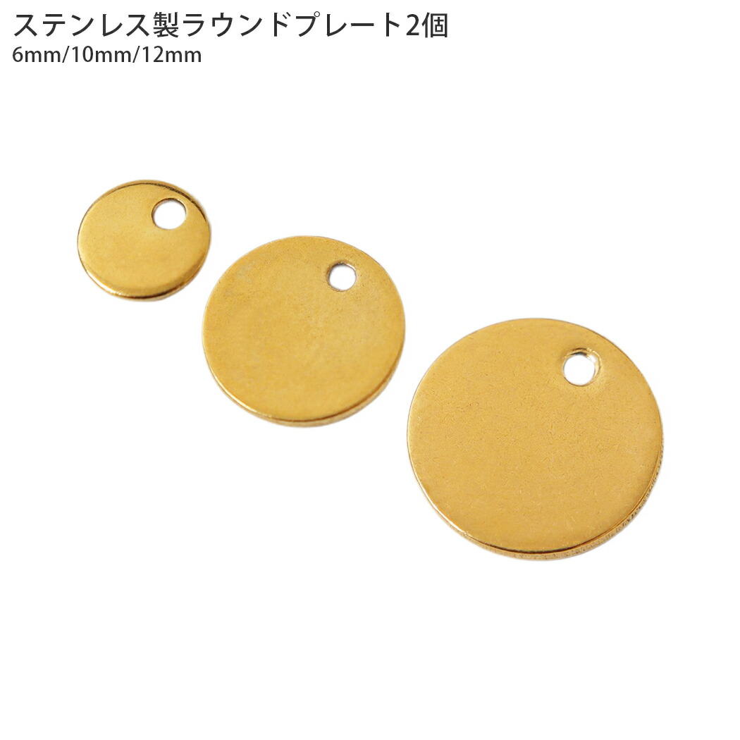 楽天市場】【2個入り】ステンレス 丸型プレートチャーム 穴あき