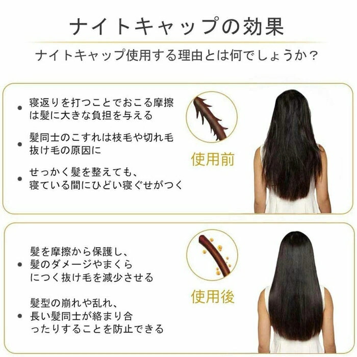 ナイトキャップ 保湿美髪 抜け毛防止 寝癖対策 安眠グッズ 快眠 ヘアケア 就寝用帽子 ルームキャップナイトキャップ