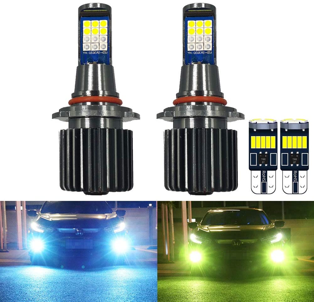 車用 H8 H9 H11 H16 LED フォグランプ 4色切替 冷却ファン付