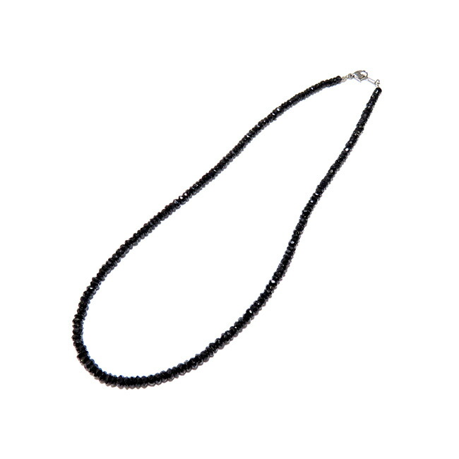 ネックレス ブラックスピネル 天然石 パワーストーン 尖晶石 ビーズ約4mm 全長約420mm チタン金具 鑑別書付 国産 日本製 プレゼント ギフト dd0507 送料無料