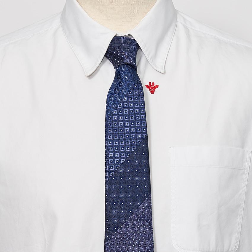 ワントーン小紋パッチワークタイ NAVY｜giraffe
