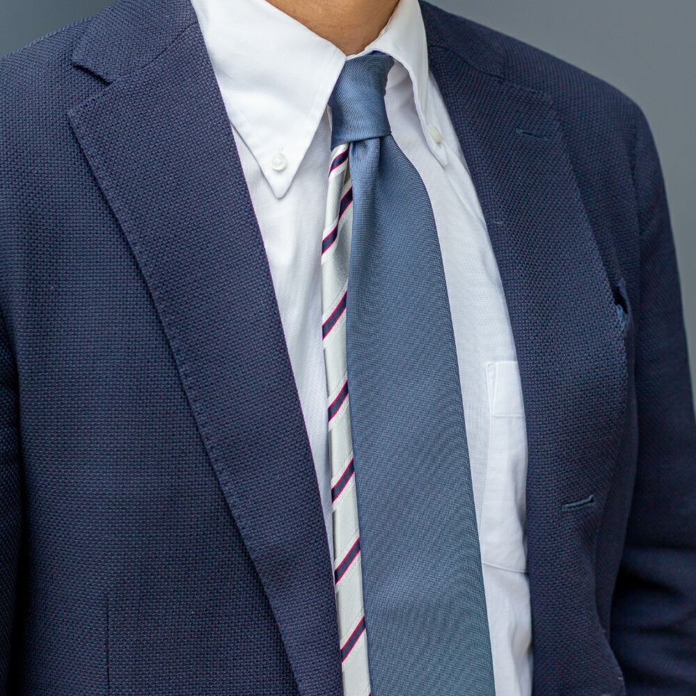 ワントーンチップレジメンタルタイ BLUEGRAY 青碧薄墨色