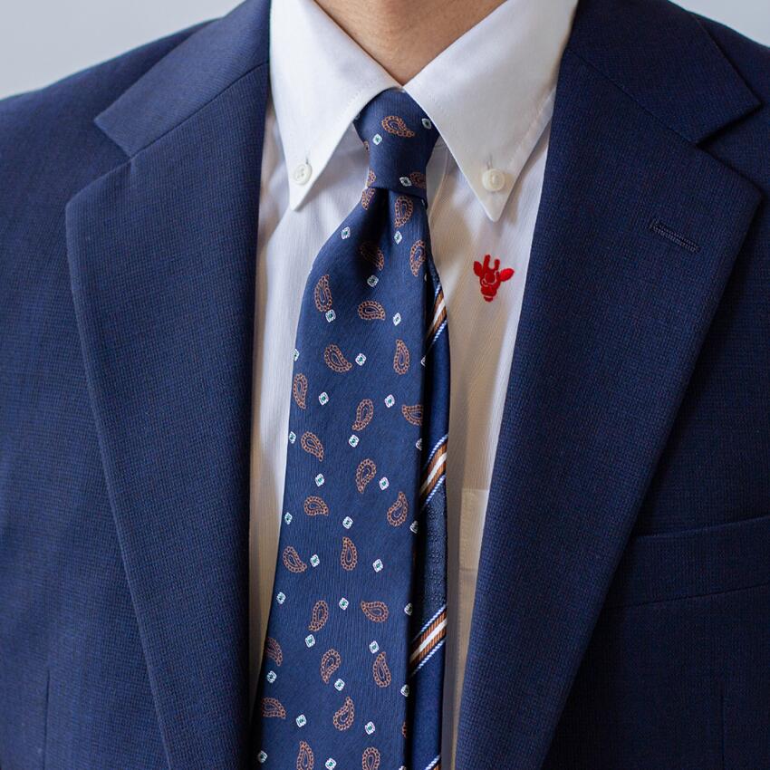 ペイズリー小紋チップレジメンタルタイ ネイビー NAVY